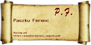 Paszku Ferenc névjegykártya